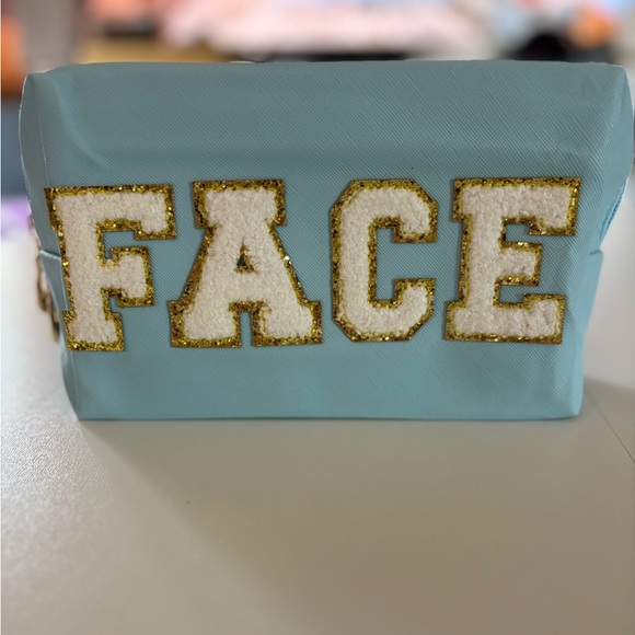 Handbags - cosmetic Bag blue with white lettering